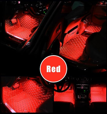 Car Interior LED Lights,Car Accessories, Automotive Ambient Neon Light Kit with USB Port, Gifts for Men and Women, 4 in 1 Decoration Lights for Car, Garden, Home, Party (Red)