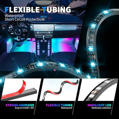 Car LED Interior Lights,Car LED Strip Light with,8 Colors Atmosphere Lights,USB Port Music Sound-Activated Lighting.
