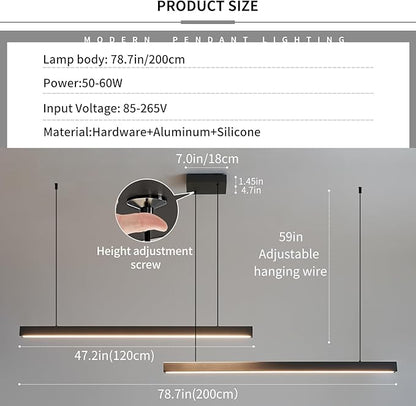 Modern 2-Light Chandelier, 47IN+47IN Pendant Light Fixtures Hanging with Remote Control 3000k-6500K Adjustable Color Temperature，Aluminum Island Lighting Lamp for Dining Room, Living Room