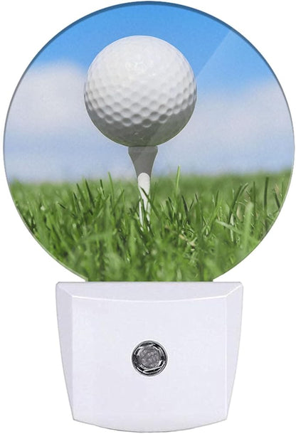 EKOBLA Golf Ball Plug-in Night Light, Golf Course Grassland LED Nightlight with Auto Sensor for Bedroom & Bathroom