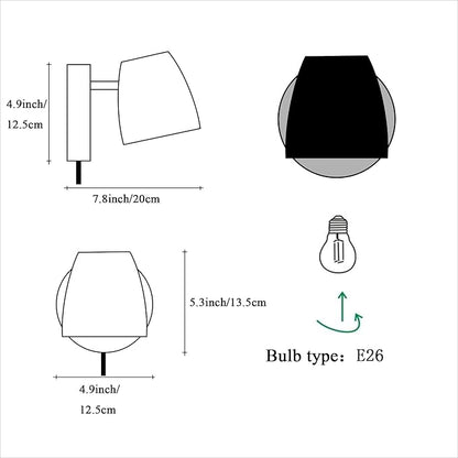 Wall Sconce Plug in,White Wall Lights for Bedroom,Modern Wood Sconces Light with 180°Rotation Metal Shade,e26 Wall Lamp with Switch for Living Room,Nightstand,Dining Room,Hallway,Corner,Stairway