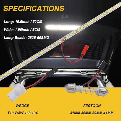 BMTxms LED Strip Light for Car Interior，12" 2835 SMD LED Trunk Light Super Brightness Cool White Universal fit for Car Trunk Cargo Area