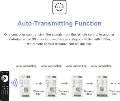 C01W Single Color LED Controller, Tuya WiFi 2.4G RF, 2Pin PWM Dimmer for LED Strip, APP & Voice Control, Compatible with Alexa Google Home, Compatible with WR02RF RC01RFB Remote