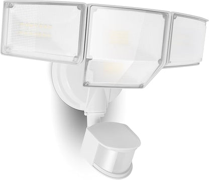 LUTEC 80W 9000LM LED Security Light Hardwire Motion Sensor Outdoor Lights, 4 Head LED Flood Lights Outdoor 5000K Daylight, IP65 Waterproof, Motion Detected Lights for Outside, Garage, Yard (White)