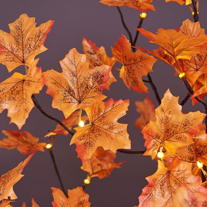 LIGHTSHARE 6FT 120LED Artificial Lighted Maple Tree Warm White Fall Decorations Indoor Ourdoor, Orange