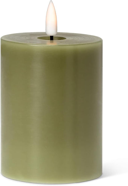 Abbott Collection Wax LED Flameless Pillar Candle - Green (3x4 H)