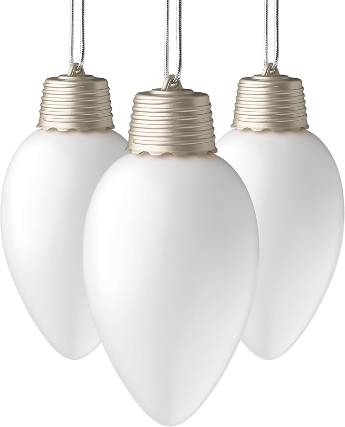 Xodus Innovations WP900-3 Battery Powered Hanging Decorative Outdoor Pulsing 8 inch C9 Bulb Style Light with Sensor Turns-On at Dark, Pack of 3, White