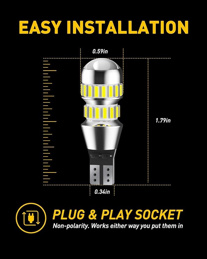 AUXITO 912 921 LED Bulbs for Backup Reverse Light Bulbs, 42-SMD 6000K Ultra Bright White, Non-polarity 906 W16W T15 921 LED Bulb Direct Back Up Parking Light Replacement Lamp, Pack of 2