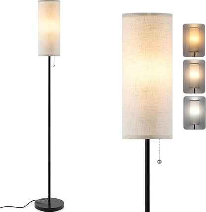Coucrek Floor Lamp for Living Room, 3 Color Temperature Modern Standing Lamps, Minimalist Pole Lamp Tall Lamps for Bedroom Living Room Office,Black