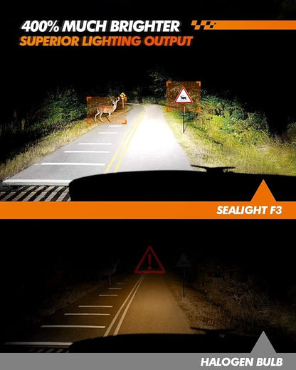 SEALIGHT 5201 5202 LED Fog Light Bulbs or DRL, 400% Super Brighter PS19W PS24W Fog Light Bulb for Car, 6000K Xenon White, 16 CSP Chips Fog Lights LED, Pack of 2