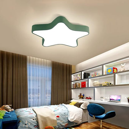 LED Ceiling Light Fixture, Modern Pentagram Recessed Ceiling Lights, 3000K-6000K Dimmable Light, Close to Lighting Flush Mount Living Room Pendant Lamps (Green, 16inch)