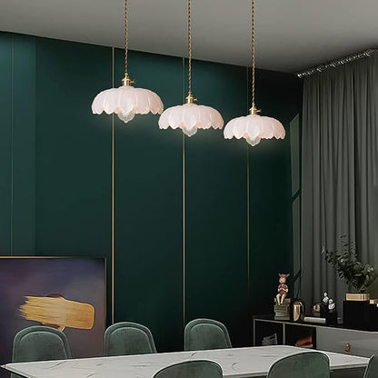 Milk White Glass Pendant Light Fixtures Medium 9.8 Inches Lampshade Gold Brass Finish and Switch Vintage Pendant Ceiling Lamp Copper Pendant Lighting (Milk White)