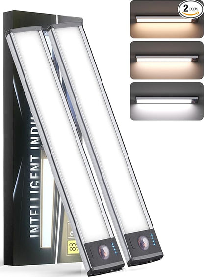 Under Cabinet Lighting（2 Pack）,Long Endurance Rechargeable Battery 88 LED 3 Color Lights, Motion Sensor Light Indoor, Dimmable Night Light, Closet Lights for Kitchen Wireless,Stick-On Cabinet Lights.