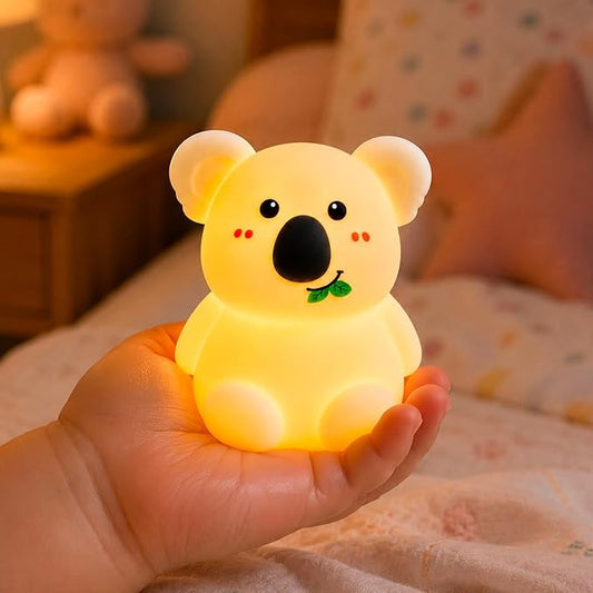 Slumber Pal Mini Koala Night Light for Kids, Silicone Squishy Night Light with 8 Color Changing, Warm Red Glow & Timer, Portable Rechargeable Night Light for Baby Car Seat, Bedroom & Travel