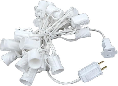 Novelty Lights 12.5 Foot String Light Set - Indoor/Outdoor Stringer for Christmas, Wedding Decor, Patios, & More - C9/E17 Intermediate Base (White Wire, 6" Spacing)