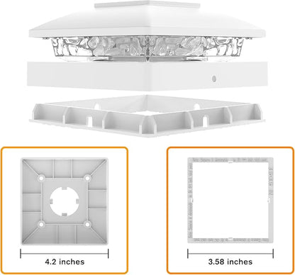Solar Post Cap Lights Outdoor 12pack, White Waterproof Solar Powered Deck Fence Post Lights Fit 4x4 Wood/Vinyl Posts, Bright Warm White Solar Post Lights Decorate Deck, Patio, Porch, Fence