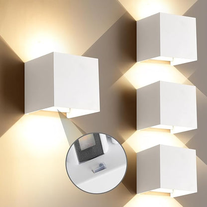 4-Pack 20W LED Outdoor Wall Lights Exterior/Interior,3 Colors Adjustable Wall Sconce,Modern Square Aluminum Wall Light,Up and Down Outdoor Lighting Fixtures,IP65 Waterproof Porch Light, ETL Listed