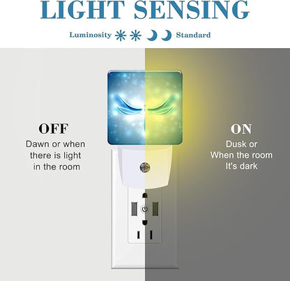 Night Light Plug into Wall Shiny Blue Abstract Dragonfly Night Light with Dusk to Dawn Sensor for Kid Girls Boys Women Men Room Decor, Hallway, Kitchen, Bathroom, Nursery, Stairs