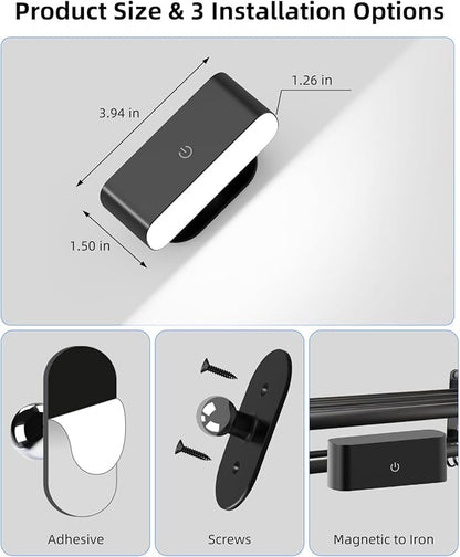 Battery Operated Wall Sconce Set of 2, Rechargeable LED Wall Mounted Light with Remote Control, Stick On Magnetic Wall Lights for Bedroom, 3 Modes Dimmable Bedside Reading Wall Lamps for Bedroom