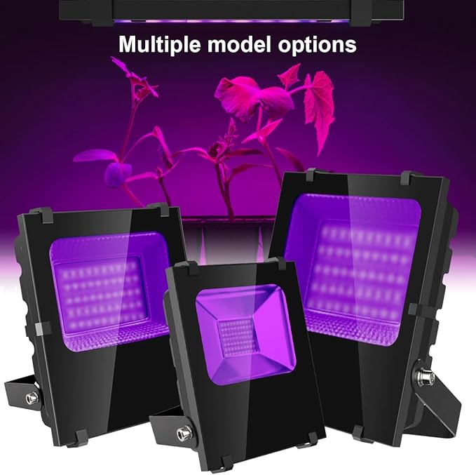 300W Black Lights Outdoor, Commercial High Power LED Black Light Flood Lights with UL Listed Plug IP66 Waterproof Blacklight FloodLight 395nm for Glow Party Large Space, Halloween (2 Pack)