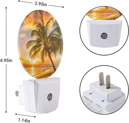 EKOBLA Sunset Beach Plug-in Night Light, Summer Seaside & Palm Tree LED Nightlight with Auto Sensor for Home Decor