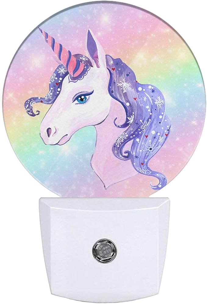Cute Unicorn Night Light Unicorn Rainbow Plug-in Nightlight Energy Saving 0.5W LED Lighting for Boys Girls Men Women