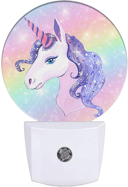 Cute Unicorn Night Light Unicorn Rainbow Plug-in Nightlight Energy Saving 0.5W LED Lighting for Boys Girls Men Women