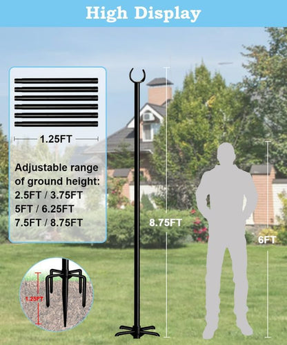 10FT String Light Pole Stand, Outdoor String Lights Hanging, Use for Backyard, Garden, Patio, Party, Festival, Wedding, Picnic, Matte, 2 Pole