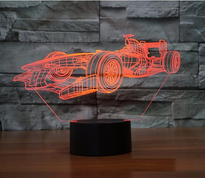 3D Racing Car LED Night Light, 16 Color Changing Lamp with Remote Control, Birthday Gift
