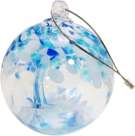 Dale Tiffany Hand Blown Glass, 3" Diameter Aqua, Tree of Life Collection, Witch Globe Hanging Garden Indoor/Outdoor Decorative Ornament Gazing Ball