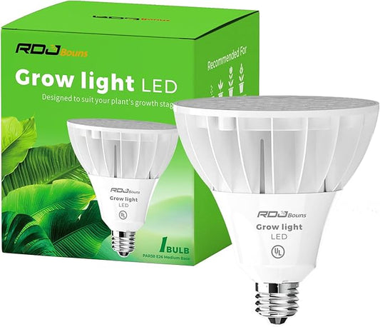 RDJ Bouns Grow Light Bulbs for Indoor Plants, E26 Base, 26W 3422LM (300 Watt Equiv), High PPFD with Optical Lens, CRI98, Seeds and Greens,LED Plant Light Bulb for Growing, Gifts for Gardening Lovers