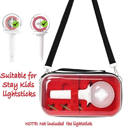 Case for Strays Lightstick - Clear Travel Carrying Storage Bag Holder for Ver.1 / Ver.2 Light Stick - Crossbody Protective Cover Merch for K-pop Fans Gift (Red)