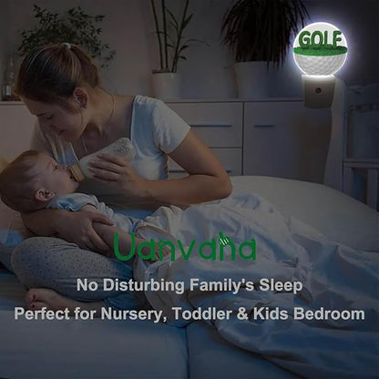 Golf Ball Night Light Half Golf Ball with Grass Golf Course Grassland Night Lights Plug into Wall with Dusk to Dawn Sensor for Boys Men Room Decor & Golfer Gifts