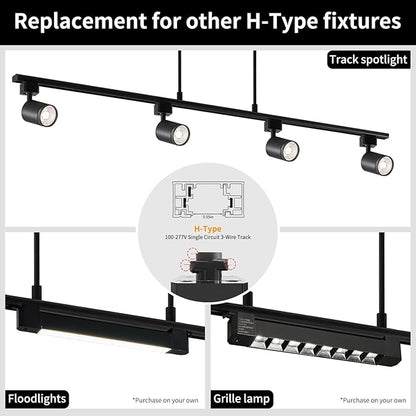 4-Pack Adjustable LED Track Lighting System - Black Ceiling Mount Spotlights with 360° Rotation for Kitchen, Bathroom, Dining Room & Hallway, Easy Install Modern Home Lighting Fixtures