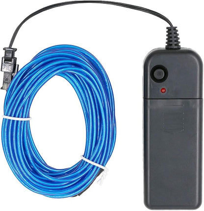 Searik EL Wire Neon Lights 16.4ft/5m, Portable Blue EL Wire Glowing Battery Powered Neon Rope Lights LED Strips for Halloween Decorations Party Favor Festival Car DIY Clothes Decor