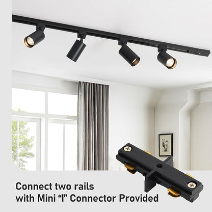 12-Light LED Track Lighting Kit with 13FT H Track Lighting Rails & Floating Canopy Connector, GU10 Track Light Kit, Modern Kitchen Track Lighting Fixtures Ceiling Spot Light, Black(No Bulbs)
