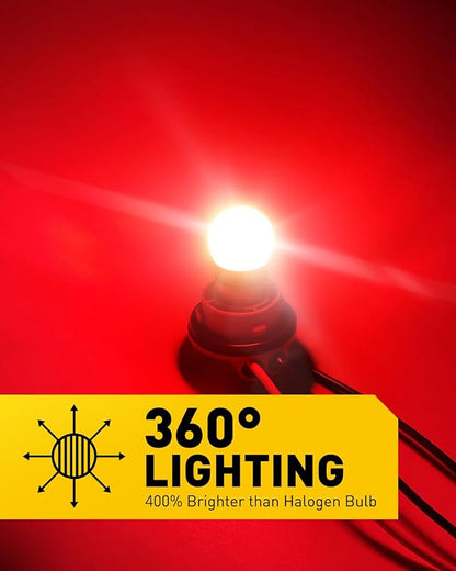 AUXITO 1156 LED Bulb Red, Brake Light 7506 P21W BA15S Super Bright for Rear Brake Lights Tail Lights, Pack of 2