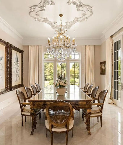 Brass Crystal Chandeliers for Dining Room 15 Lights Maria Theresa Chandeliers Modern Pendant Light Fixture Living Room Bedroom Entryway Kitchen 31.5" H x 30.7" D