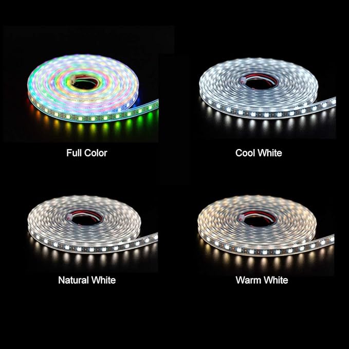 BTF-LIGHTING RGBW RGB+Cool White SK6812 (Similar WS2812B) 4 Colors in 1 LED Strip Individually Addressable 16.4ft 60Pixel/m 300LED Light Dream Color IP30 DC5V White PCB (No Adapter or Controller)
