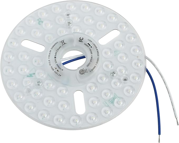 22W 6.3'' Retrofit Light Kit for Ceiling Fan Light Replacement Panel PCB 3000K 6000K 2420LM 120V CRI90 Dimmable (White 6000K)