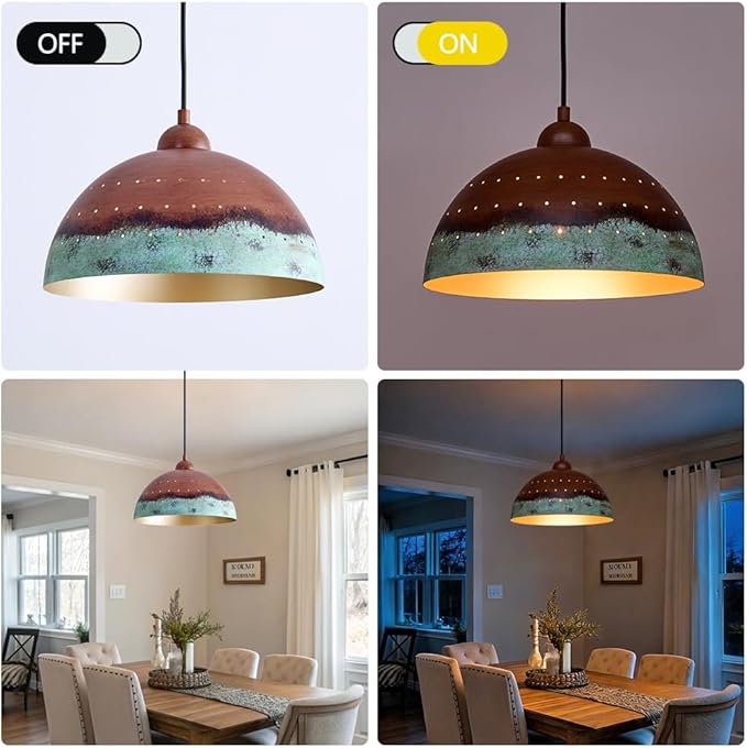 11.8 Inch Metal Dome Pendant Light, Industrial Kitchen Island Pendant Light Farmhouse Hemispherical Hanging Ceiling Light Fixture for Dining Room, Bar, Restaurant