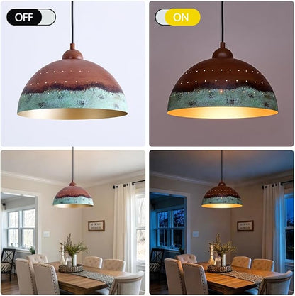 11.8 Inch Metal Dome Pendant Light, Industrial Kitchen Island Pendant Light Farmhouse Hemispherical Hanging Ceiling Light Fixture for Dining Room, Bar, Restaurant