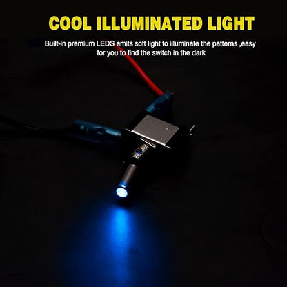 Nilight 5PCS LED Toggle Switch ON Off 12V Blue Lighted Aircraft Safety Cover Heavy Duty 20A SPST 3 Pin Rocker for Automotive Cars Trucks Boats Racing Cars,2 Years Warranty