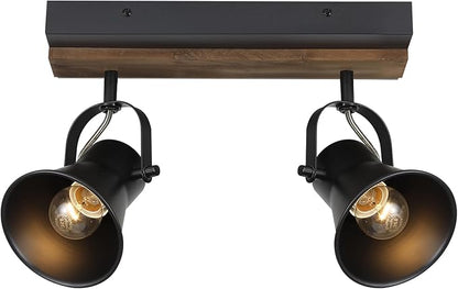 2-Light Track Light Fixtures, Adjustable Ceiling/Wall Mount, Industrial Black Kitchen Track Lighting for Living Room, Dining Room, Hallway, Bathroom