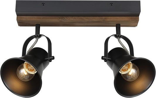 2-Light Track Light Fixtures, Adjustable Ceiling/Wall Mount, Industrial Black Kitchen Track Lighting for Living Room, Dining Room, Hallway, Bathroom