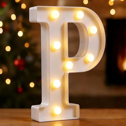 Small Led Marquee Letters, Light Up Letters, 8.58 Inch Led Letter Lights, Battery Powered Lighted Sign for Table, Party, Birthday, Christmas Decor (Letter P)