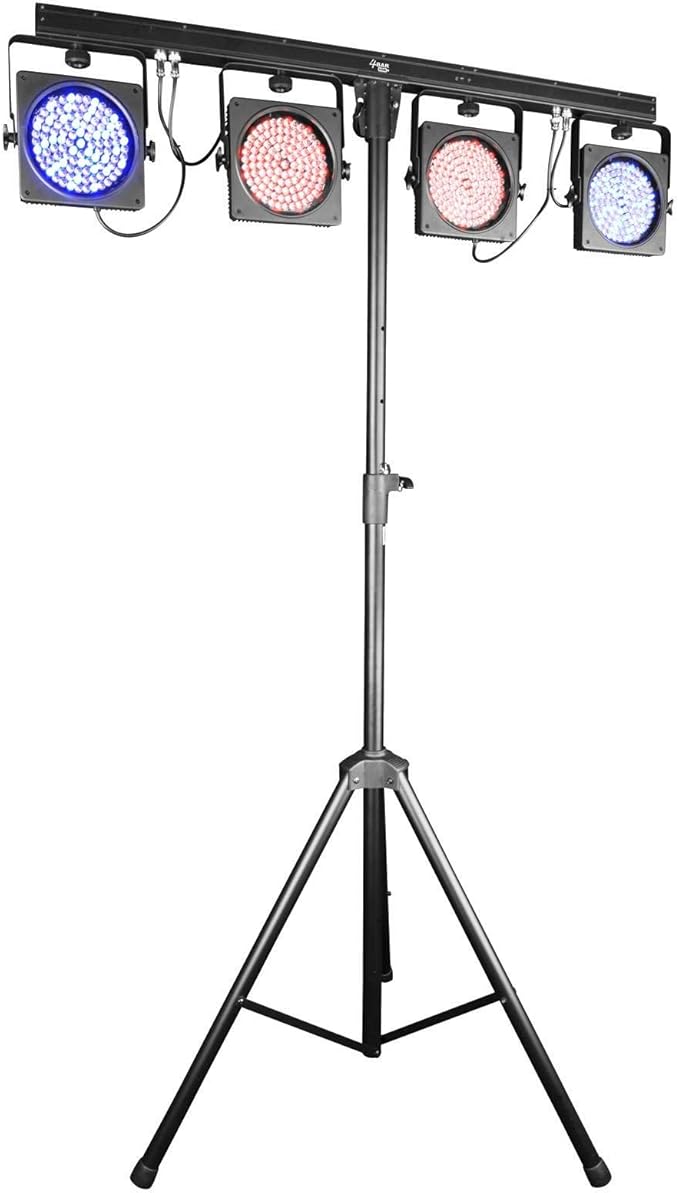 CHAUVET DJ – 4Bar ILS LED Wash Light System | 15-Channel DMX-512 RGB Control, 4 Adjustable PAR Heads | Tripod Stand, Wireless Foot Switch & Carry Bags Included | D-Fi USB Compatible