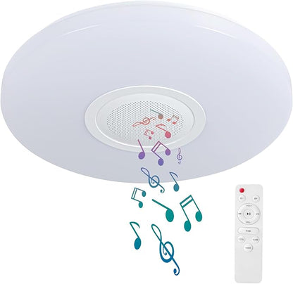 LED Ceiling Light Fixture,with Bluetooth Speaker,15.15 Inch 40W, 2700K-6500K Dimmable Music Lamp,RGB Color Changing Light with Remote Control,for bedrooms, Living Rooms,-ASALL001-40