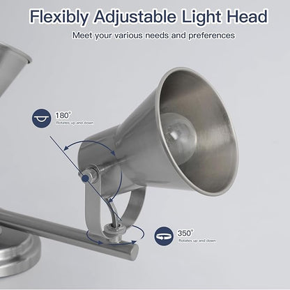 Nickel 3-Light Track Lighting Kit, Directional Ceiling Light Fixtures, Industrial Kitchen Lighting for Island, Over Table, Hallway，Laundry Room