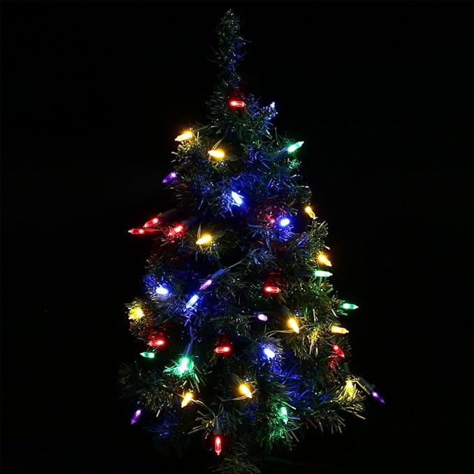 RECESKY 2 Pack Christmas String Lights with Built-in Timer - Total 100 LED 36ft Fairy Battery String Lights - Mini Lighting for Outdoor Garland Yard Dorm House Christmas Tree Decorations - Multi Color